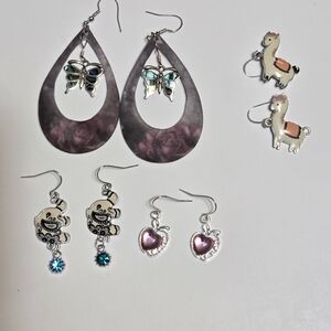Butterfly and Heart Charm Earrings Set - And More - All Hand Made New